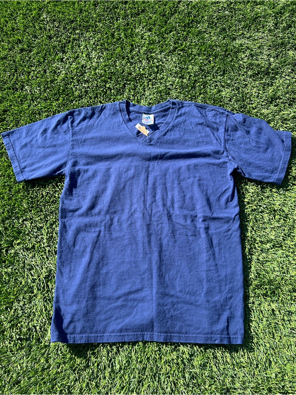 adidas Men's Dark Blue V-Neck Short Sleeve Tee